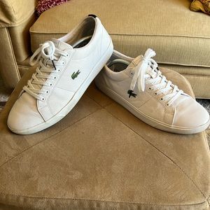 Lacoste Men’s White Leather Sneakers Size 12